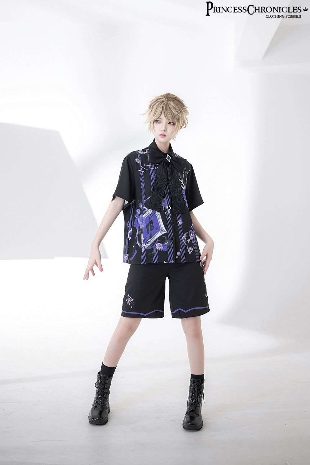 Princess Chronicles - Summer Cool Prince Print Loose Shirt and Shorts