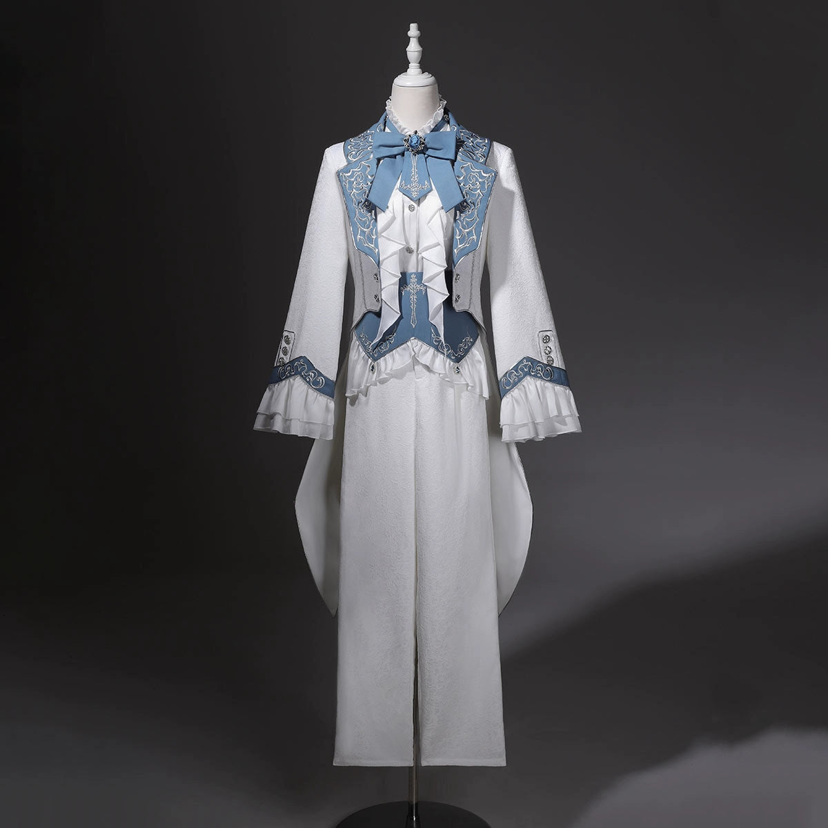Your Princess - Lunar Paladin - Embroidered Ouji Lolita Tailcoat Set Coat + Top + Waistband + Pants S