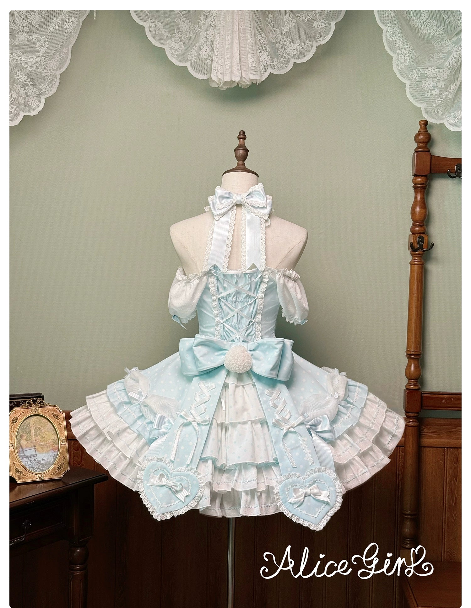Alice Girl - Old School Polka Dots - Halter Neck Sweet Lolita OP Dress 43701:783551