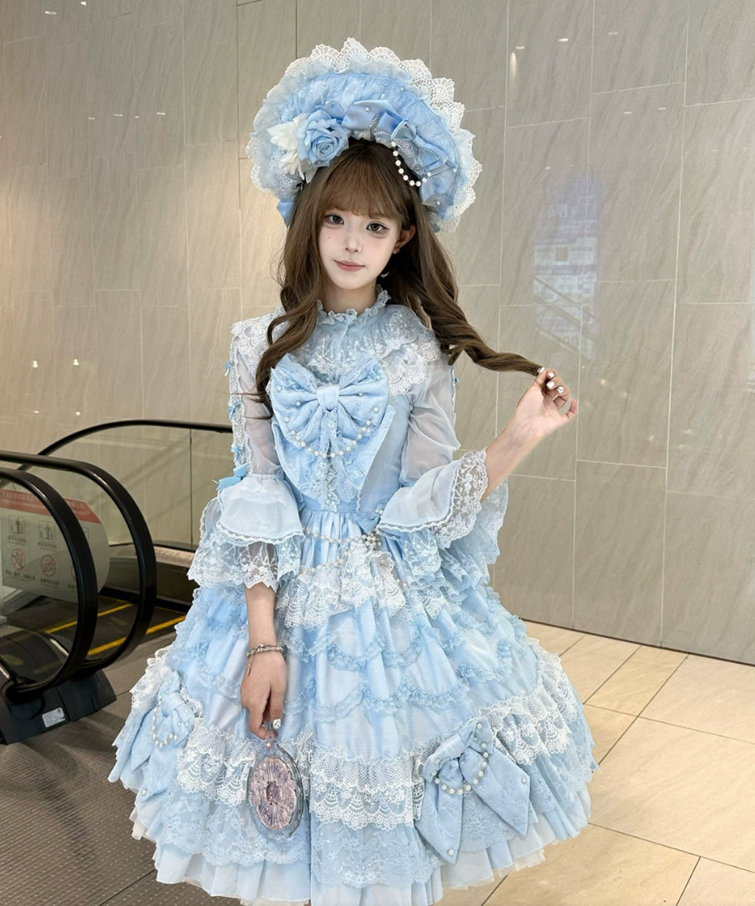 Mengfuzi~Dream Paradise~Chiffon Sweet Lolita Blouse With Half Princess Sleeves