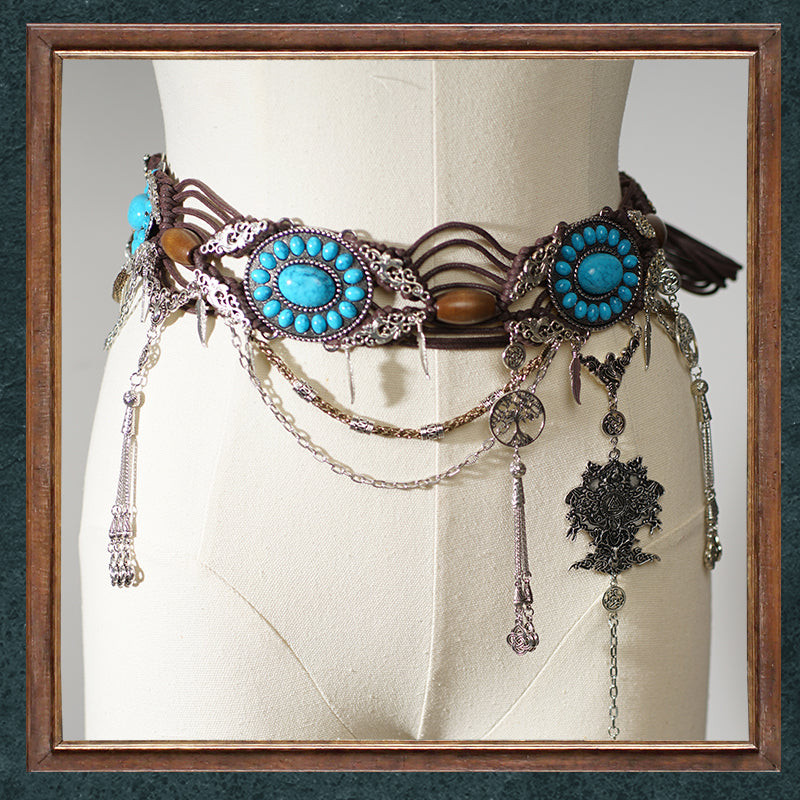 (BFM)FunCcino~Ragnarok~Nordic Lolita Accessories Crown Necklace Belt Chest Chain Belt  