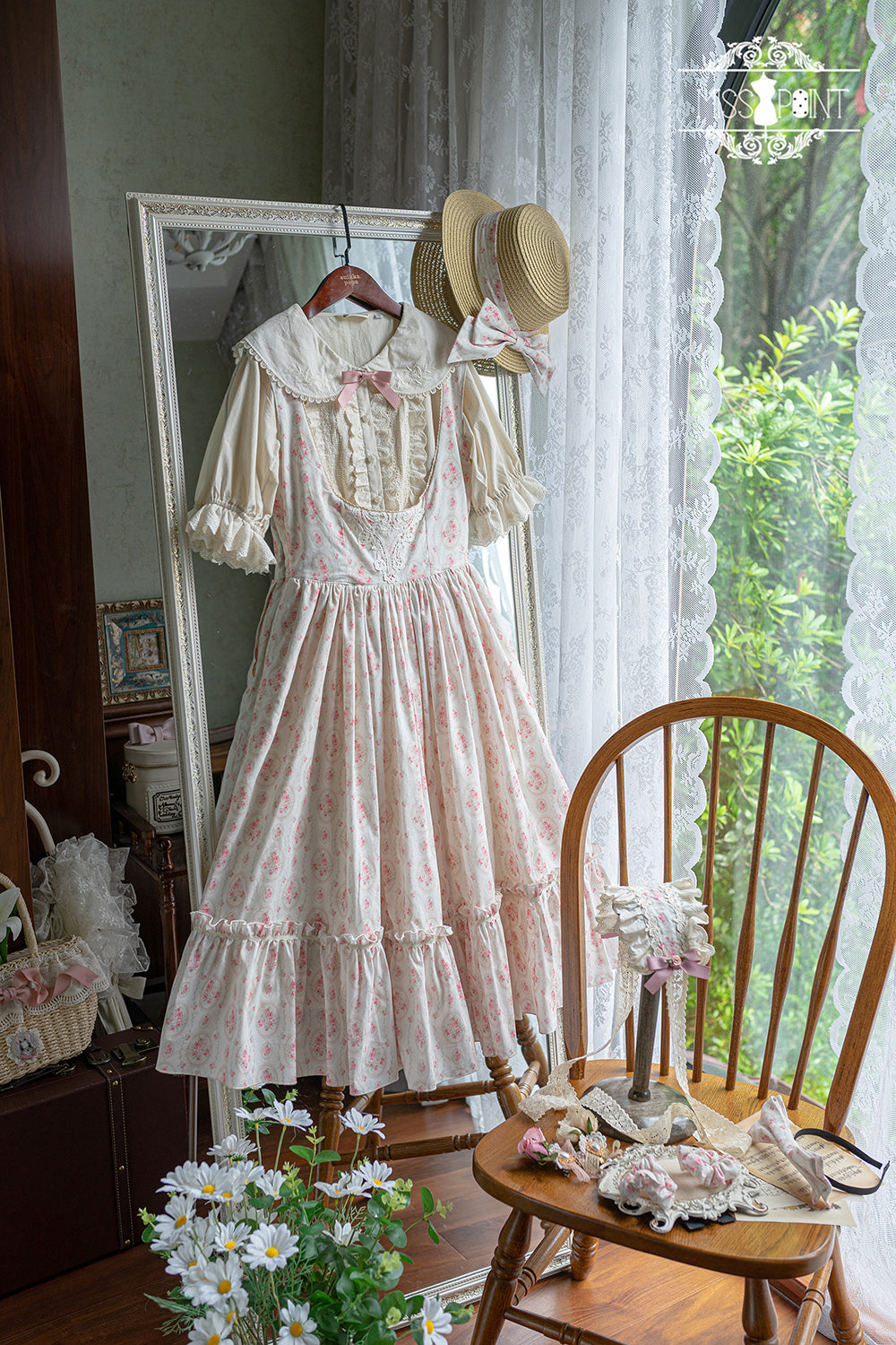 (Buyforme)Miss Point~Happy Summer Elegant Lolita Floral Jumper Skirt XS pink mirror JSK 
