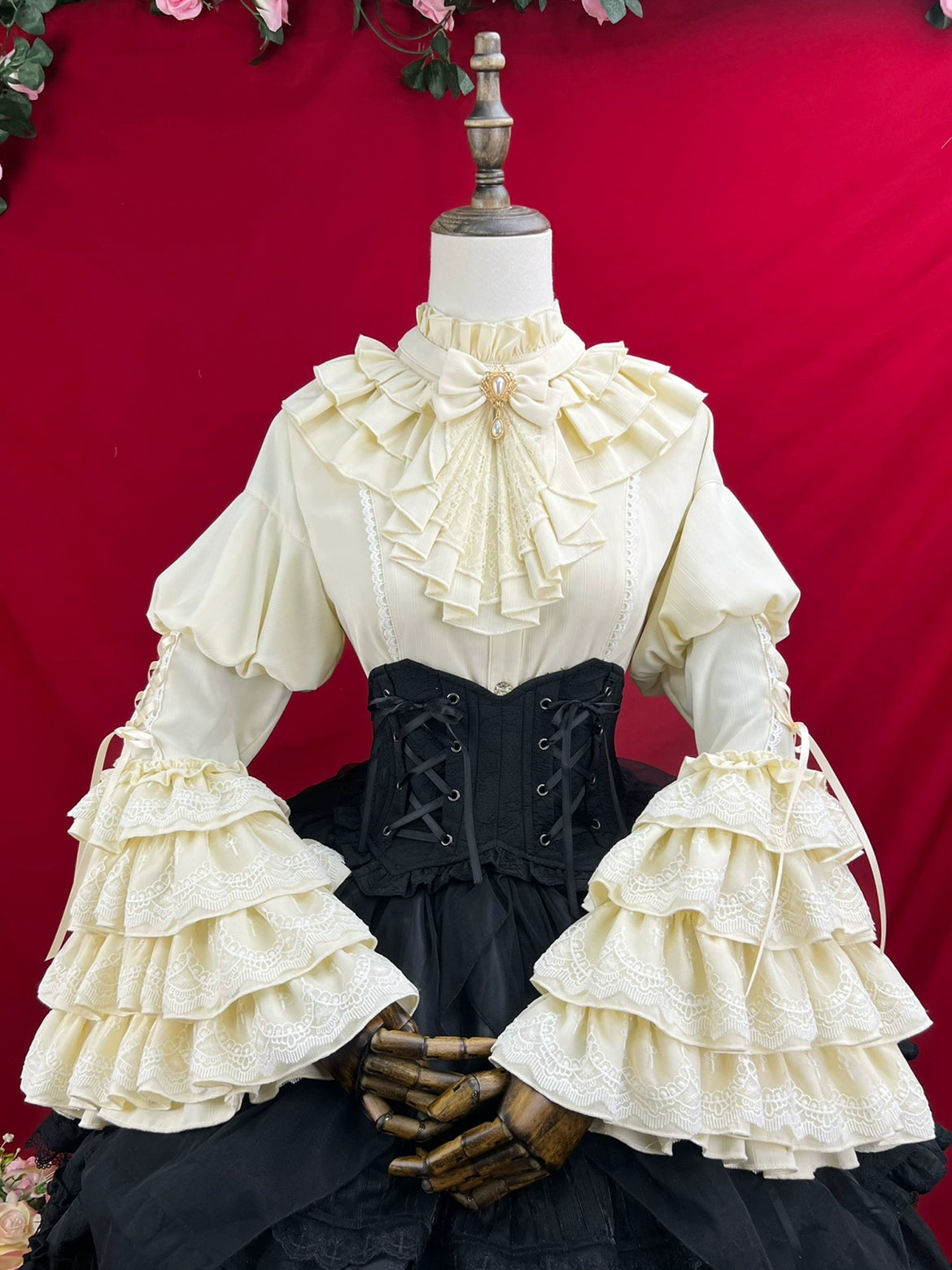 DMFS Lolita - Good and Evil Angel - Gothic Lolita SK Set Retro Princess Sleeve Blouse 41864:716550