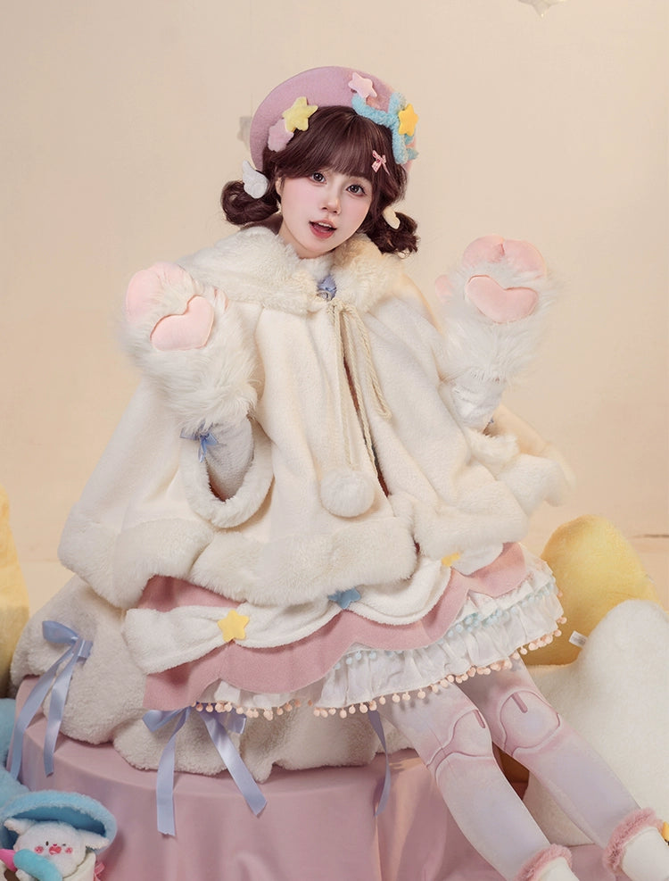 Mewroco~Lucky Star~Winter Sweet Lolita SK Kawaii Cat Ear Cape Suit 40052:649974