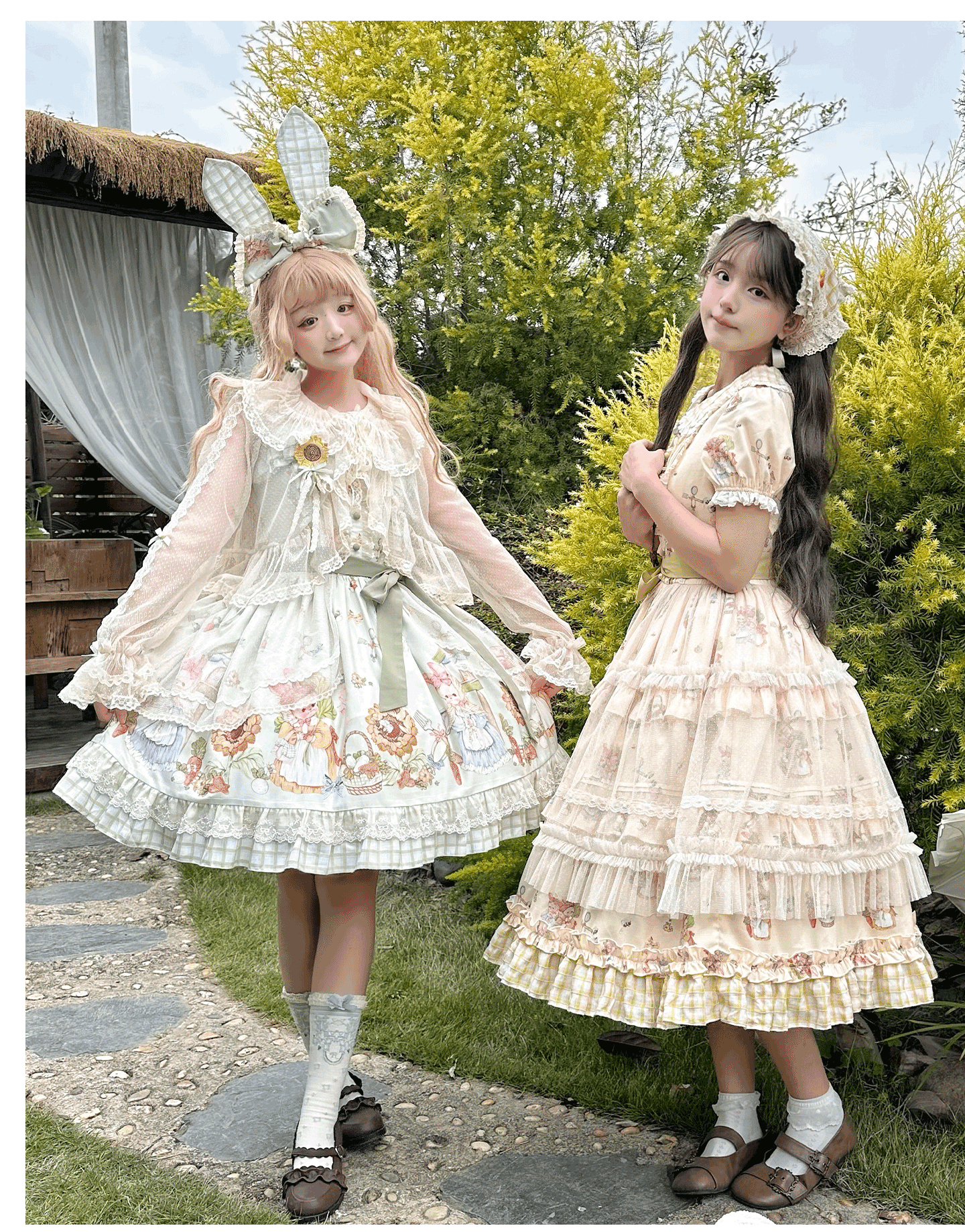Bunny Harvest Season - Country Lolita Peter Pan Collar OP, Bunny Print JSK 44533:811866