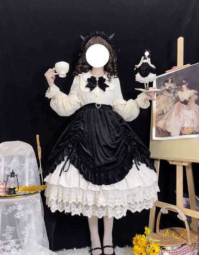 DMFS Lolita~Inception Time~Retro Lolita Skirt Black Fall/Winter Lolita SK   