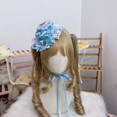 Chestnut Lolita~Sweet Lolita Candy Box Hat Handmade Lolita Top Hat Blue  