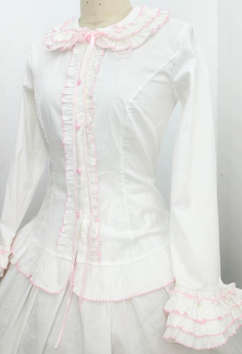 Sweet Angel - Cotton Sweet Lolita Shirt, Flared Cuffs 44104:795679