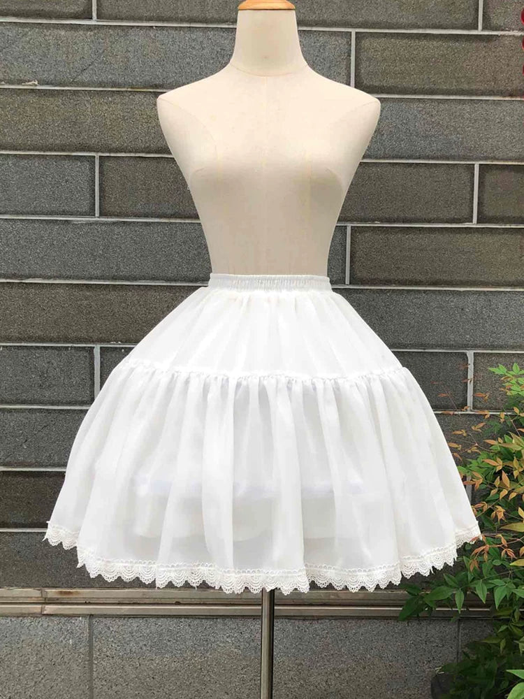 Adjustable Lolita Hoop Puffy Petticoat, 17.7" (45 cm) White