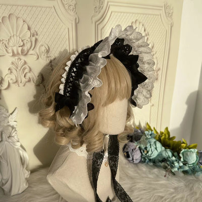 Chestnut Lolita~Lolita Kawaii Cotton BNT Hat black and white  