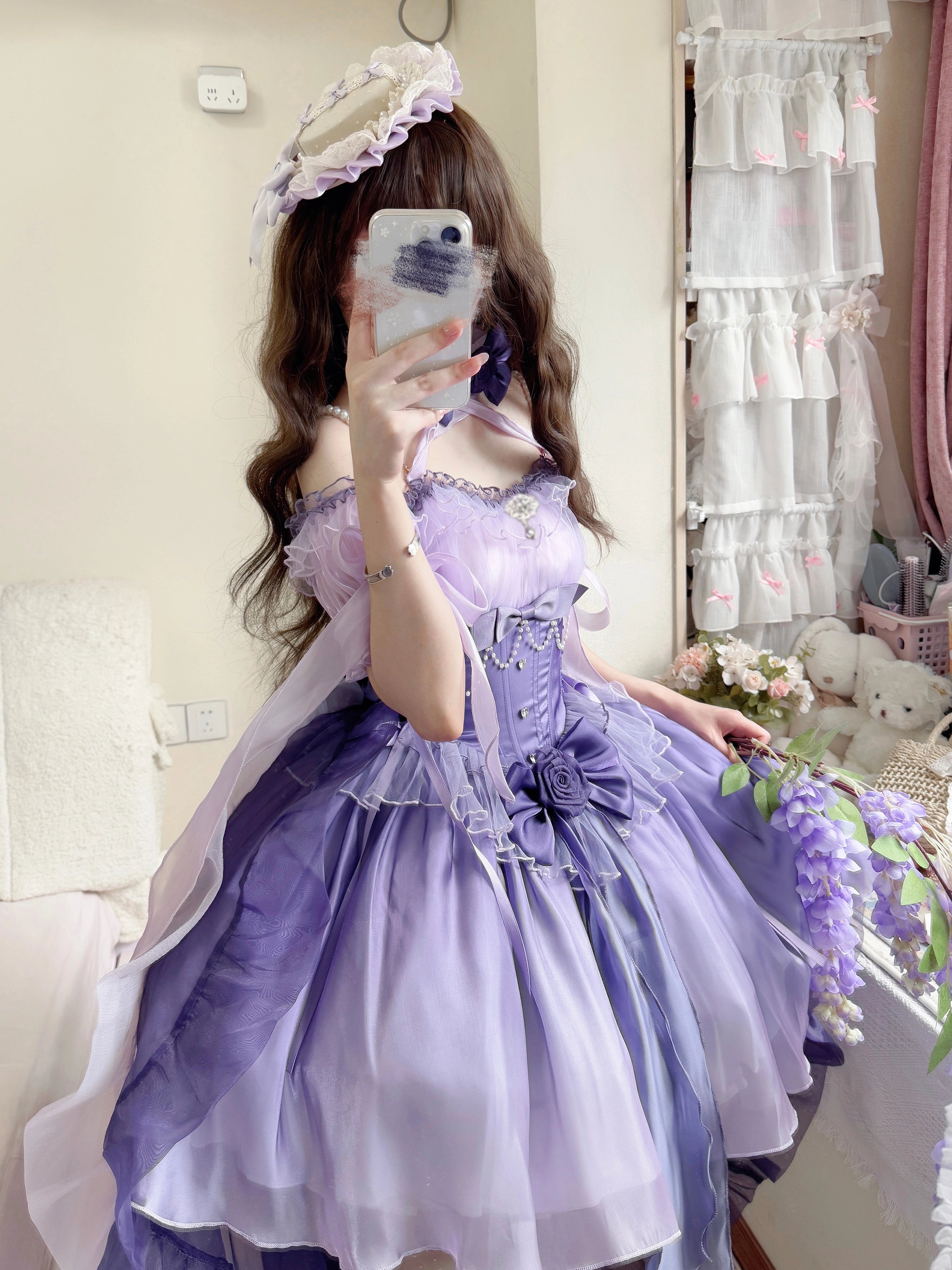 Meowing and fruity - Midsummer Dream - Gradient Color Wedding Lolita JSK Dress Set, Fishbone Waist 44337:803895