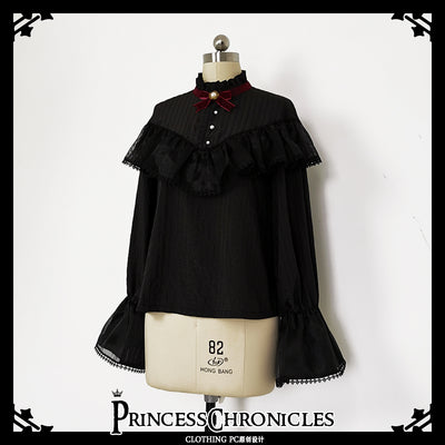 Princess Chronicles~Gothic Lolita Black Organza Blouse and Skirt S blouse 