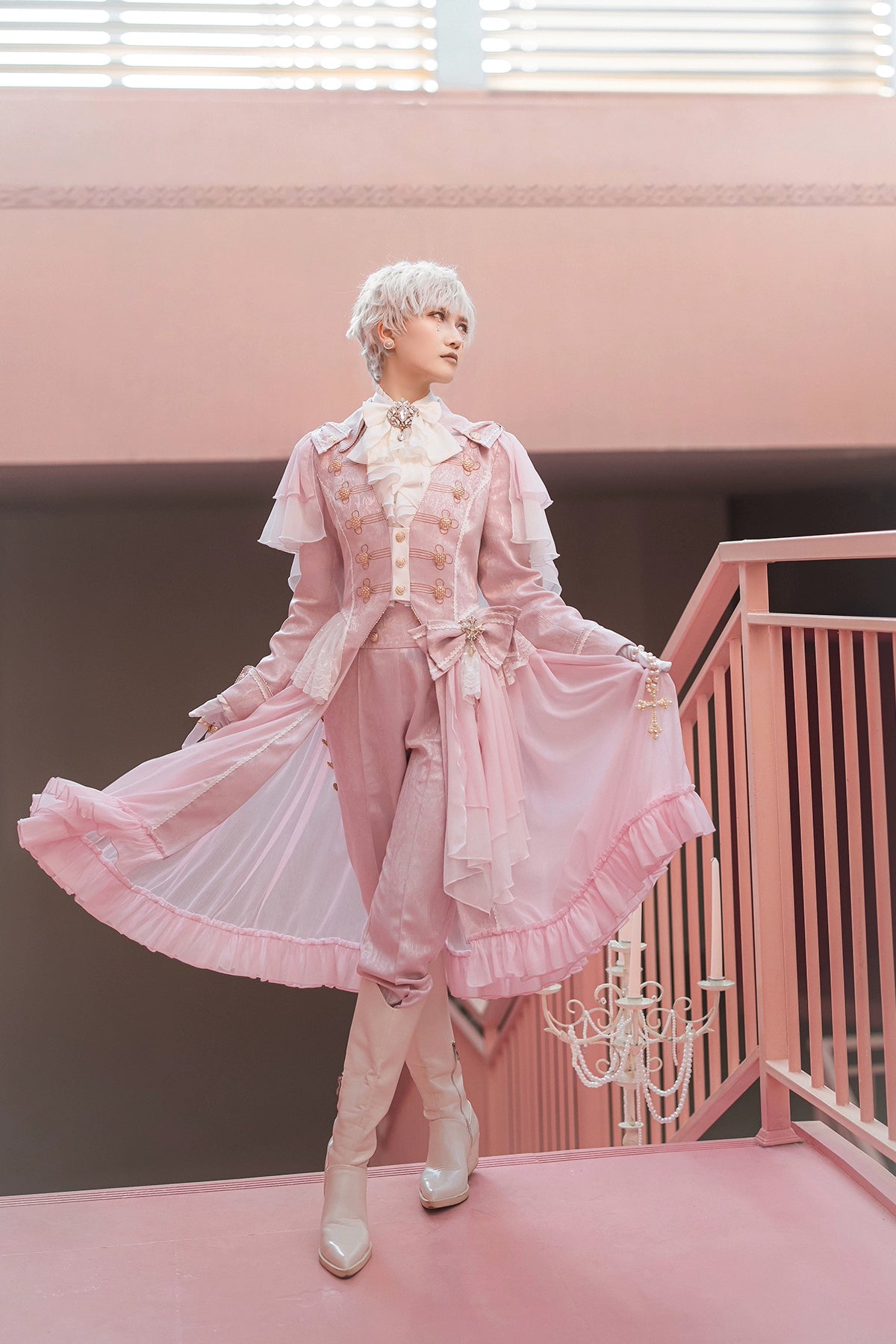 Immortal Thorn - Indestructible Glass Castle - Ouji Lolita Handsome Pink Prince Pants