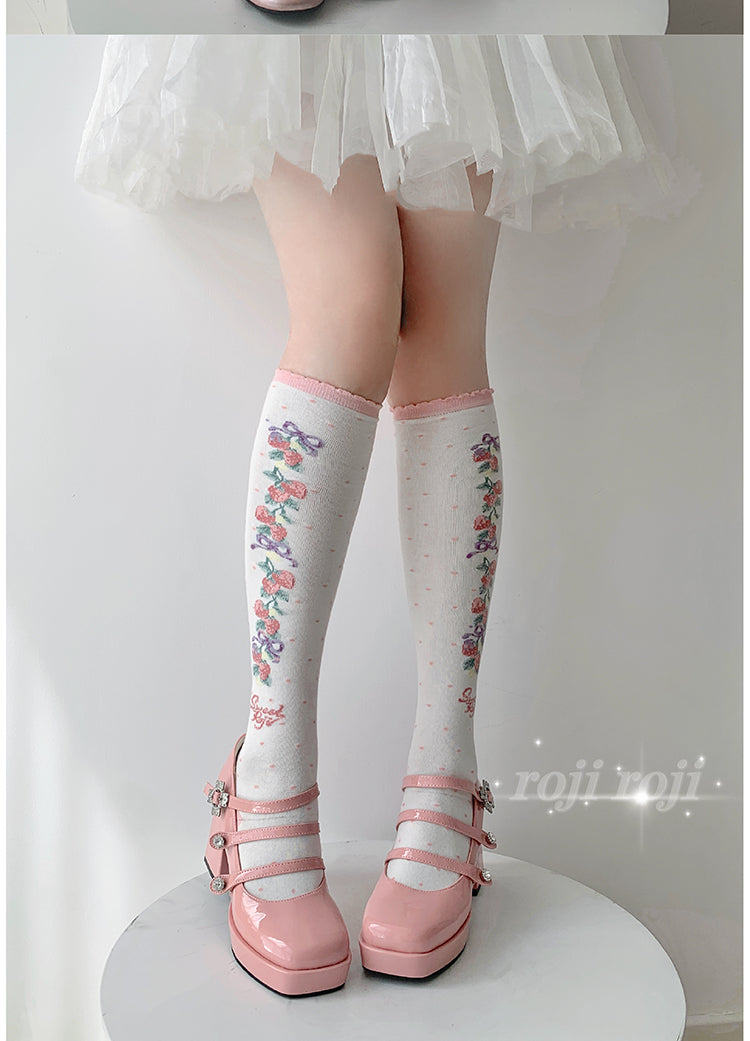 Roji Roji - Autumn Sweet Lolita Cotton Thigh-high Socks Bean paste calf socks One Size