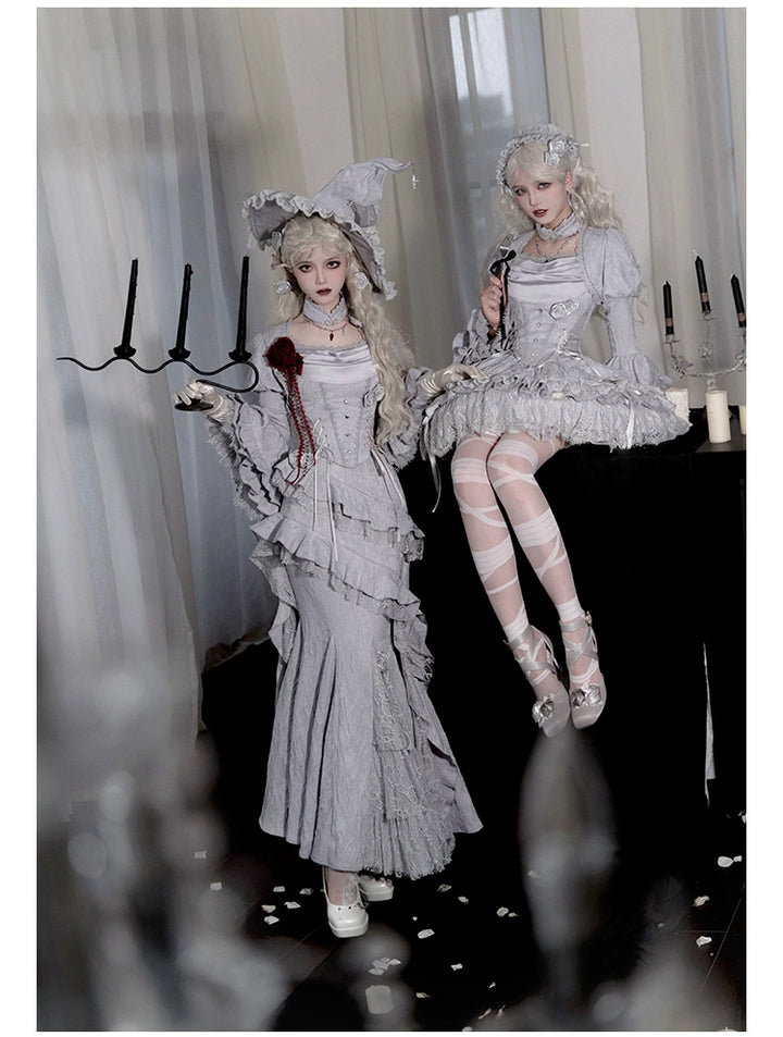 With PUJI~Letter and Poetry · Twilight~Gothic Witch Lolita SK Suit Bodice Mermaid Dress and Jeans