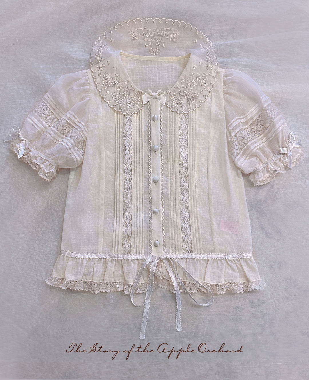 ZUOlanrichen~Puppet Show~Sweet Lolita JSK Dress Puff Sleeves Lolita Shirt S Beige apple shirt 