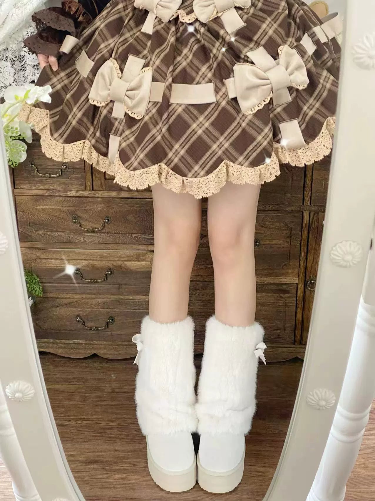 Pure Tea For Dream - Winter Love Song - Winter Lolita Mid-Calf Boots Plush Snow Boots Thick Sole