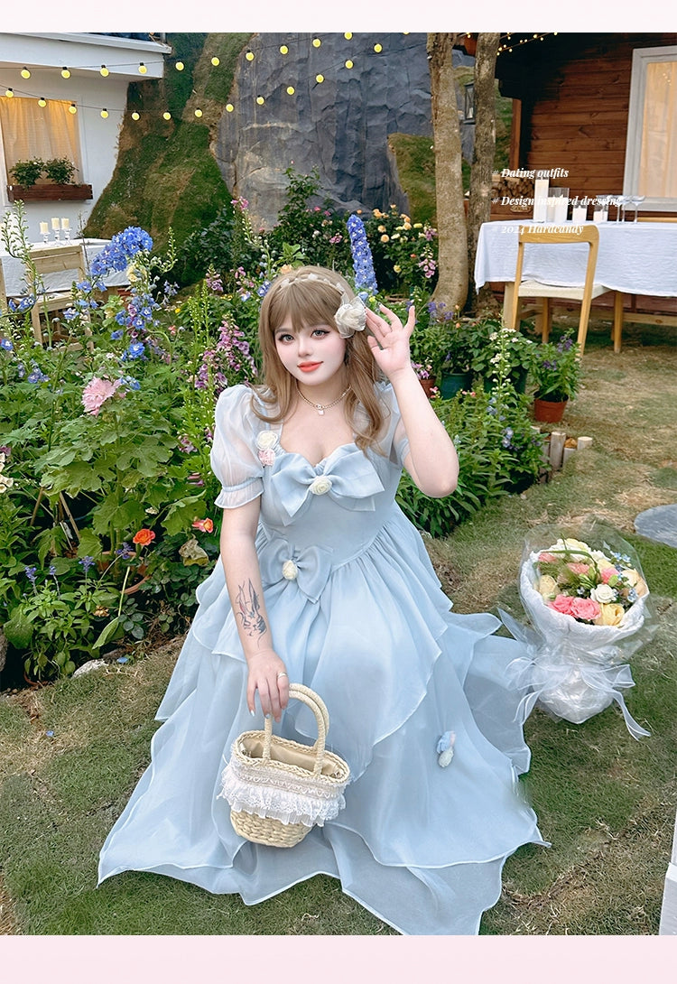 Yingtang~Plus Size Lolita Pink Gorgeous OP Dress Princess Trailing Dress   