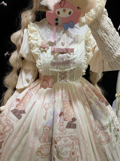 3 Puppets~Elegant Lolita Bear Embroidery Mutton Sleeve Blouse   