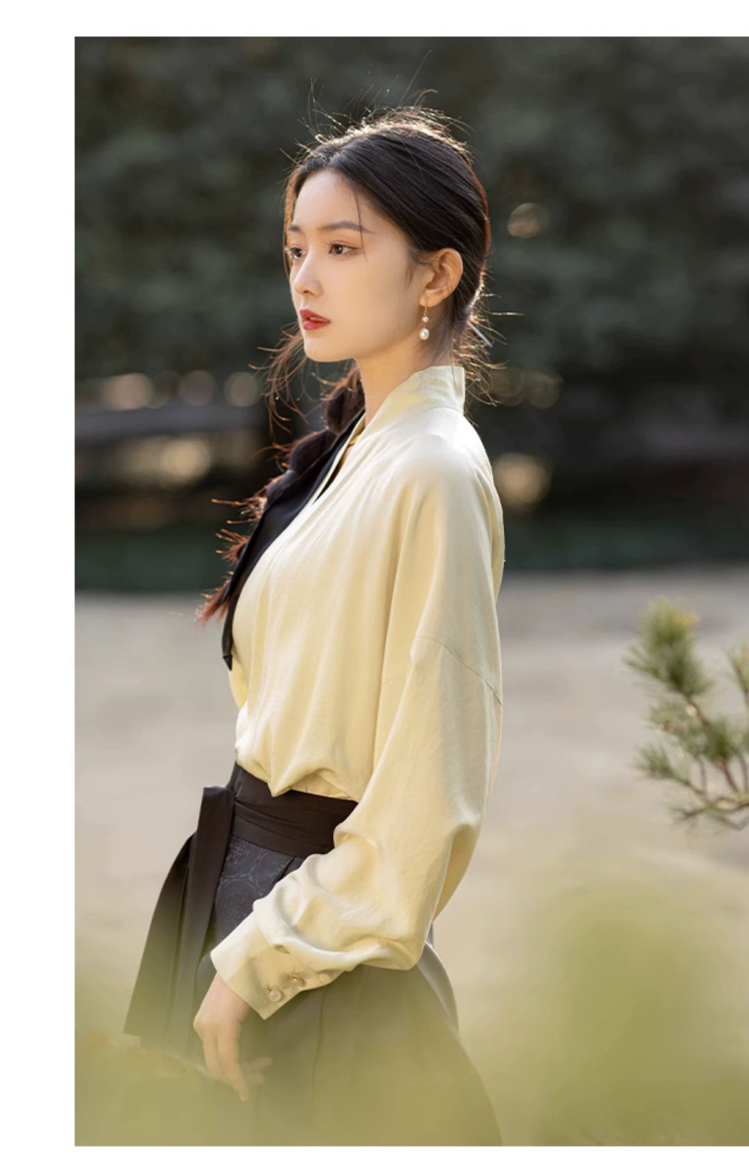 Chixia~Flow~Han Lolita Blouse Cotton Puff Sleeve Lolita Shirt   