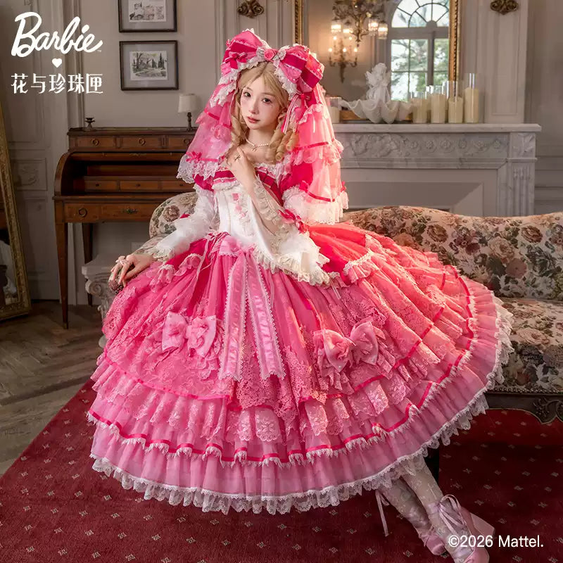 Jennifleur - IP Collab Sweet Lolita Hime Sleeve OP & Long JSK, Floral Accent 45882:866333