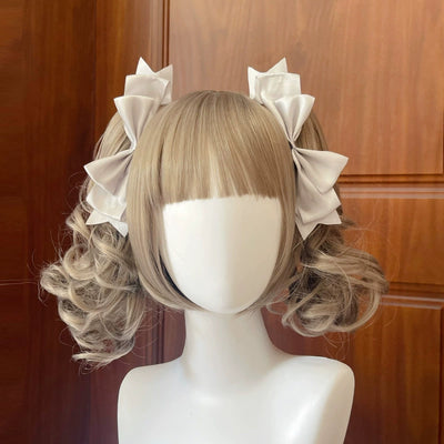 BeiBei Handmade~Kawaii Lolita Hair Clip Bow JK Side Clips Gray  