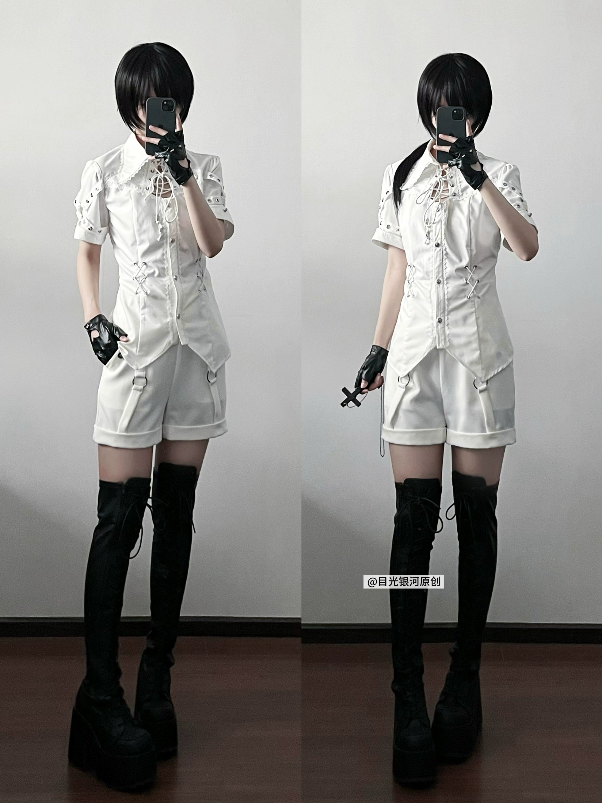 Gazing Galactic - Ouji Lolita Blouse With Chest Cutout & Lace-Up