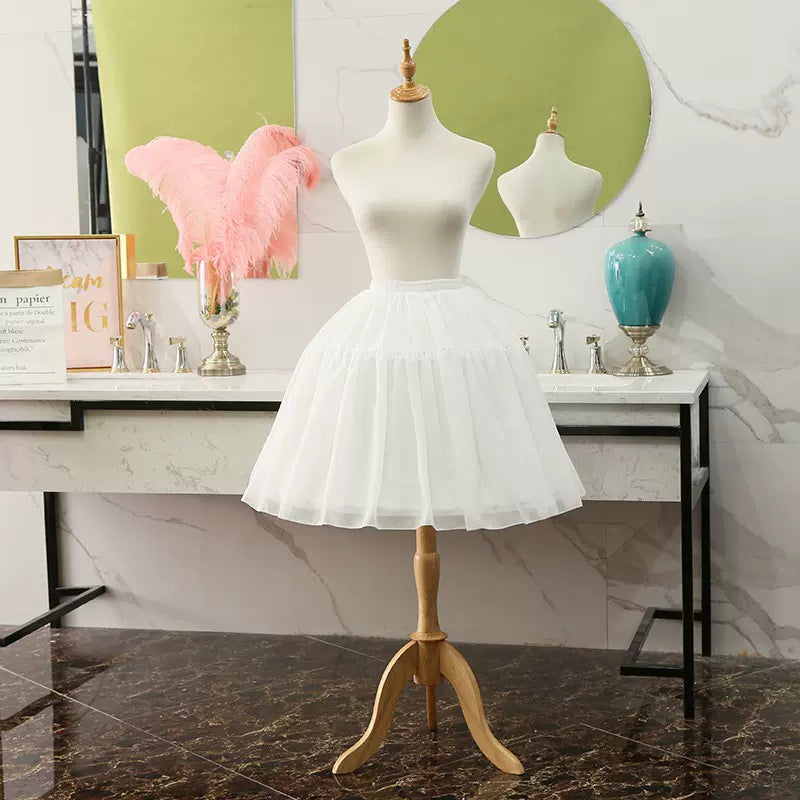 Your Princess~Lolita Fashion Cosplay Fishbone Adjustable Petticoat Free size white chiffon 55cm 