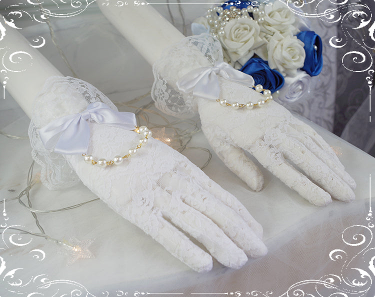 (Buyforme)Fairy Tales~Fate Quartet Bridal Lolita Gothic Accessories Blouse white free size gloves