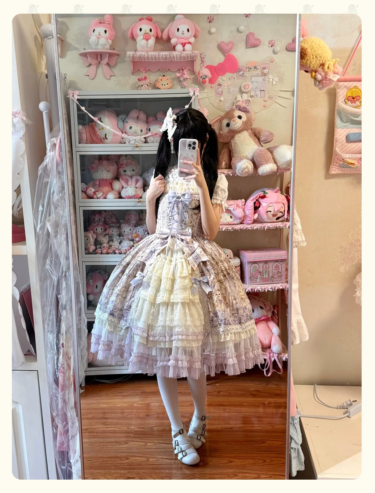 Glass Spire Melody - Cotton Lining Classic Lolita JSK, Cat and Musical Note Print 45586:852966