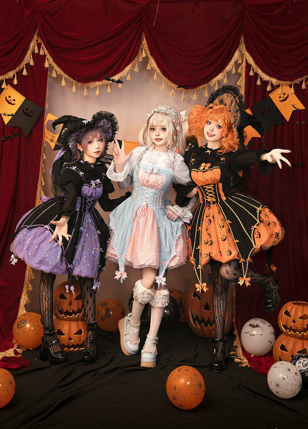 Lemon Honey~Halloween Gothic Lolita Jumper Dress Pumpkin Dress