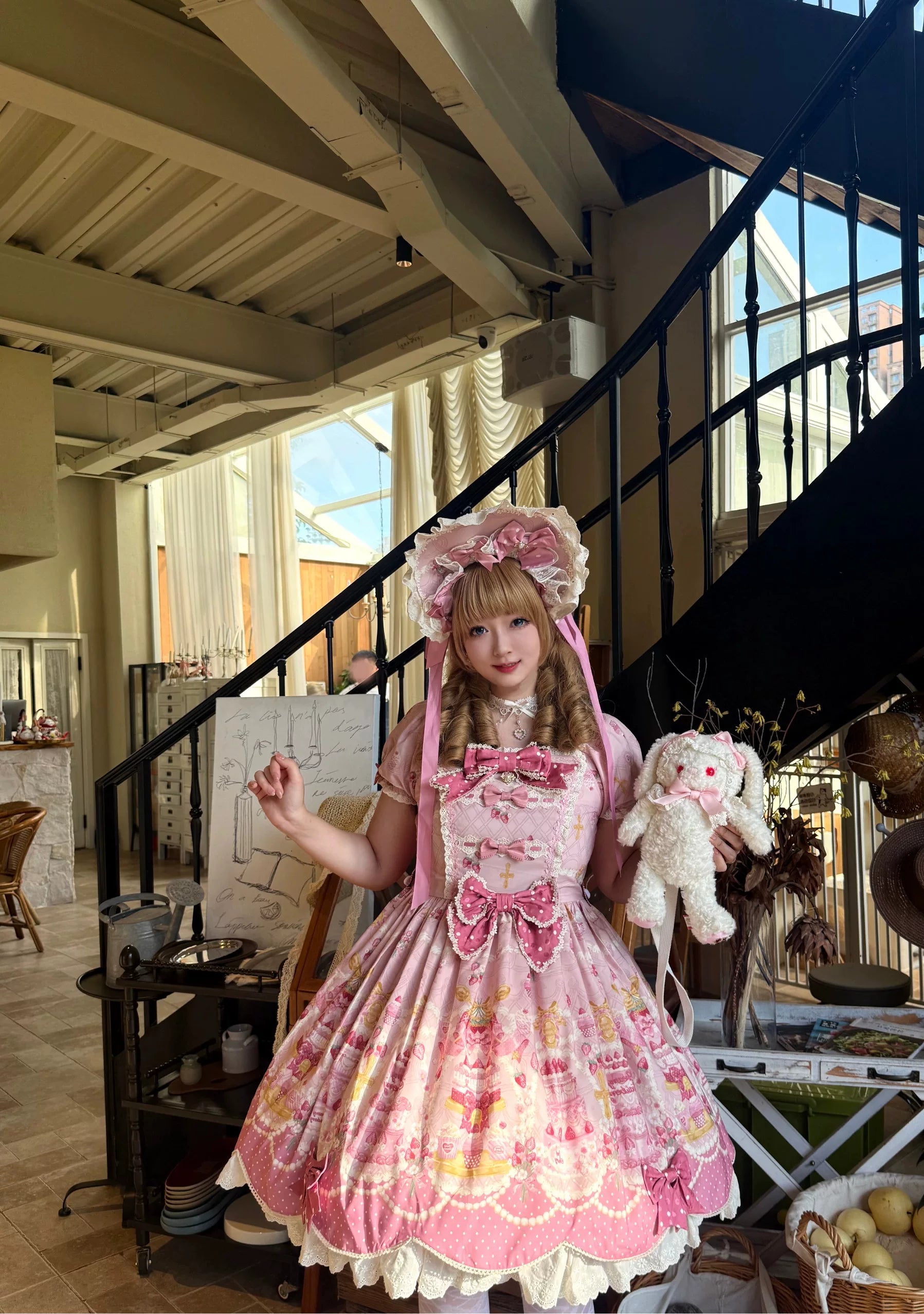 Strawberry Ode - Plus Size Sweet Lolita OP & JSK Dress, Cream Cake Print 45892:867016