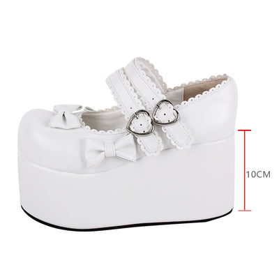 Angelic Imprint~Angelic Imprint~Punk Lolita Shoes High Platform Shoes with Bow white (10cm heel height) 33 