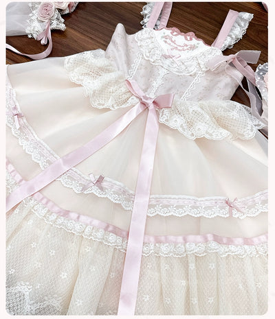 Flower And Pearl Box~Silk Ballet~Kid Lolita JSK Dress Flower Wedding Lolita Dress   