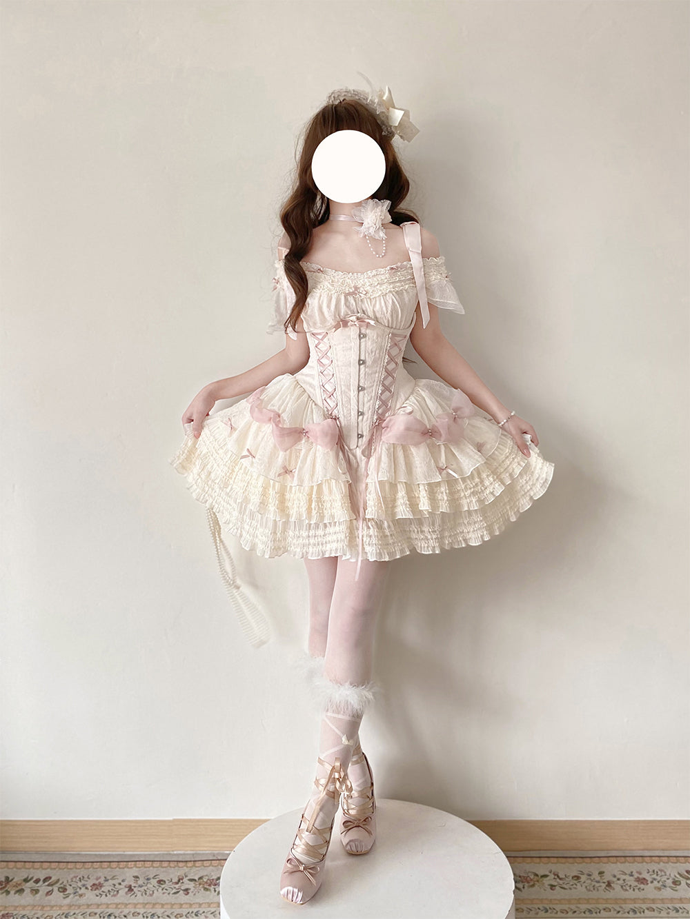 Caramel Antique~Yuyan~Ballet-style Sweet Lolita Corset JSK with Built-in Petticoat