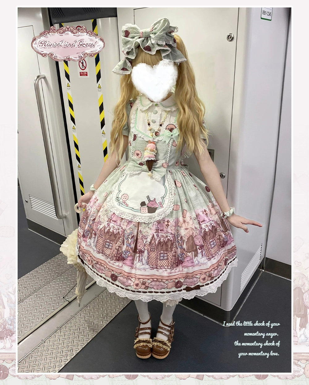 The Story of Frosting Town - Kawaii Lolita Print Dress, Detachable Apron 44387:806538