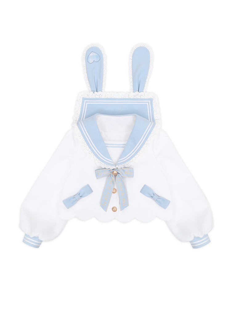 (Buyforme)To Alice~Rabbit Autumn/Winter Coat+Skirt Set light blue top- size 0  