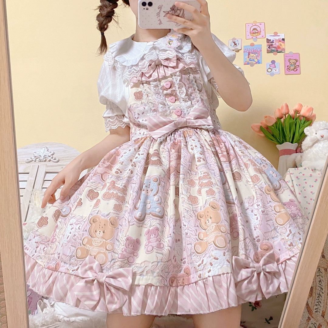 Akiyama Future Studio~Kawaii Little Bear Lolita Salopette Daily Lolita JSK   