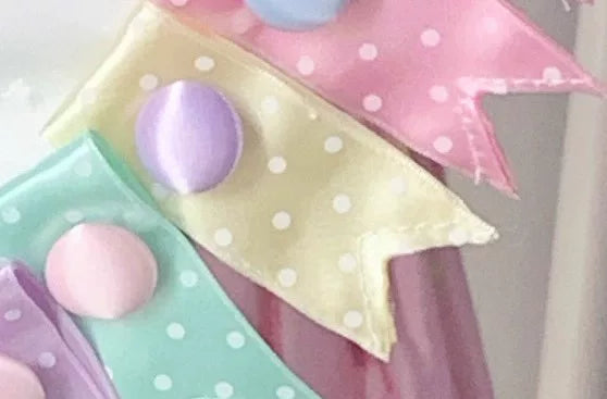 Kawaii Lolita Bunny Ear Hairband, Polka Dot Bow A Pair of Bunny Ear Clip (yellow with purple button) - not sold separately