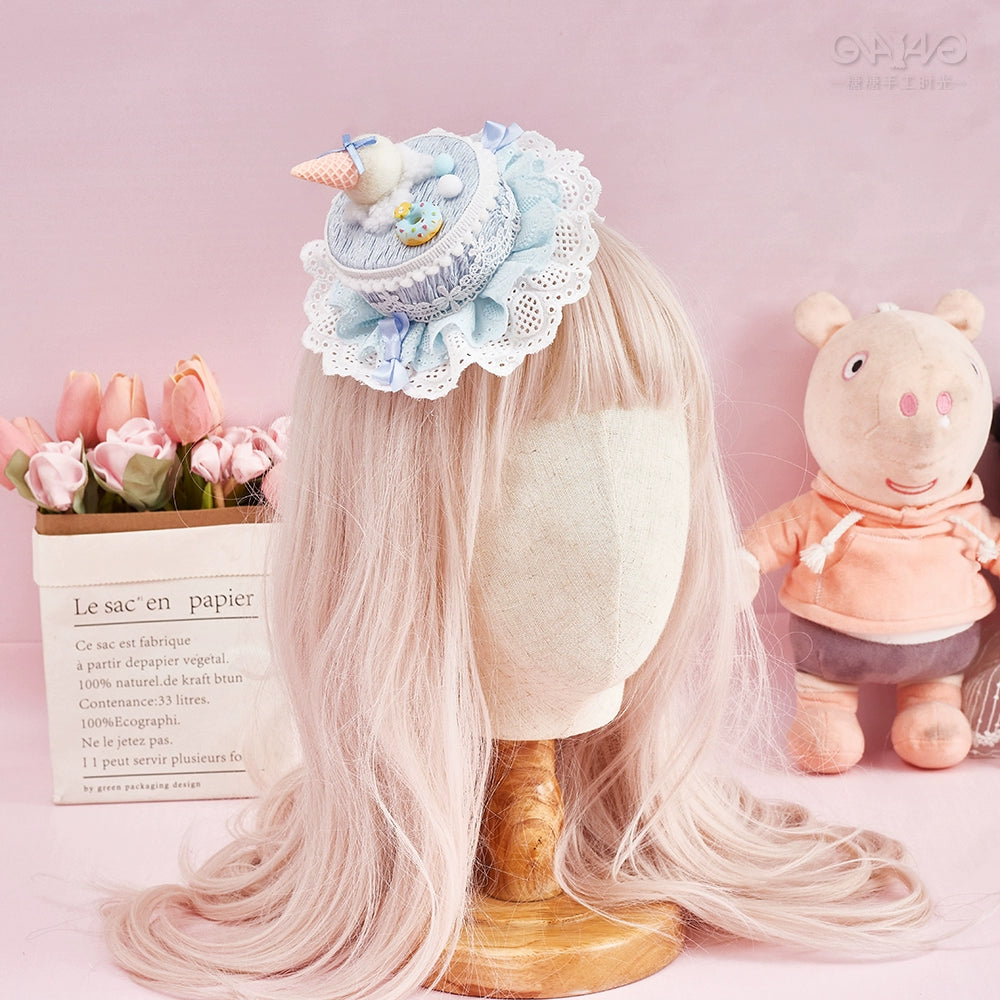 Handmade Sugar Time~Sweet Lolita Cake Hat Hair Accessory Chocolate Clip