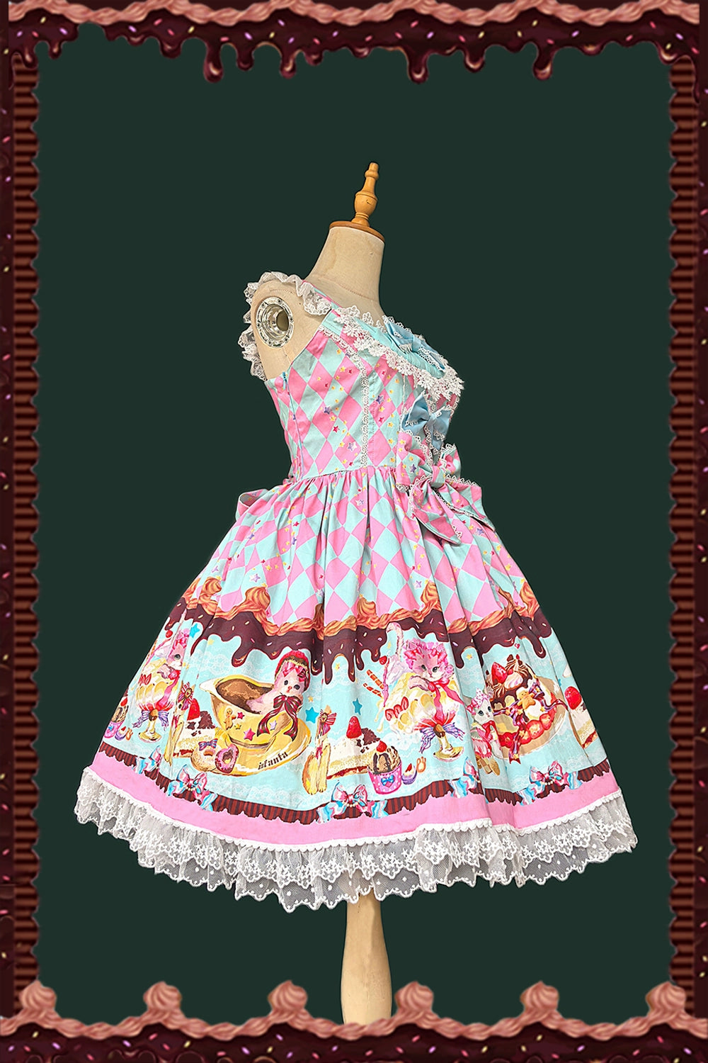 Infanta - Cream Meow - Sweet Lolita JSK, Cat Print 43769:784932