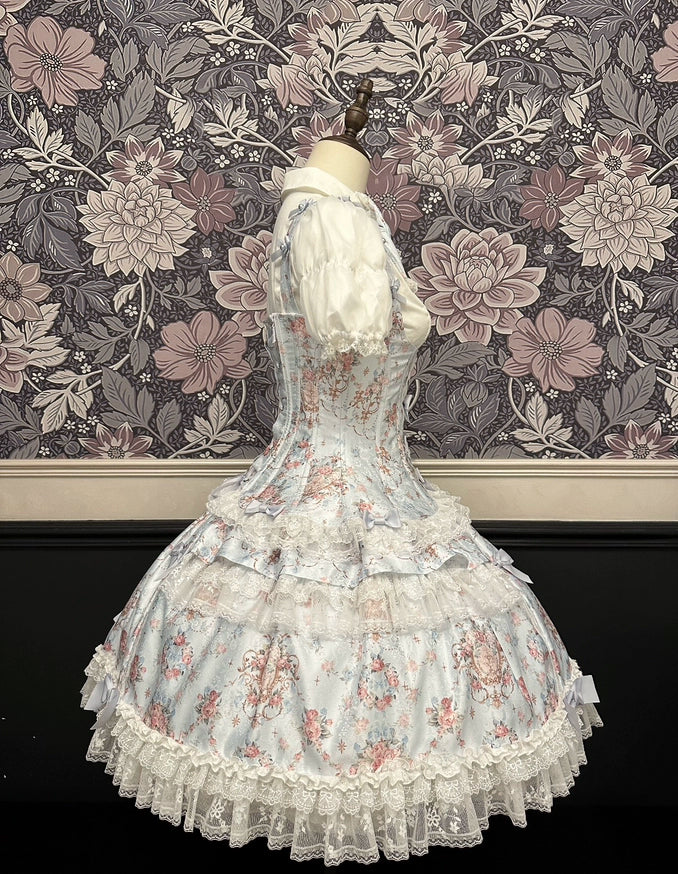 Mengfuzi - FLower in the Mirror - Old-School Lolita Bodice & SK Set, Short-Sleeved OP 44280:802272