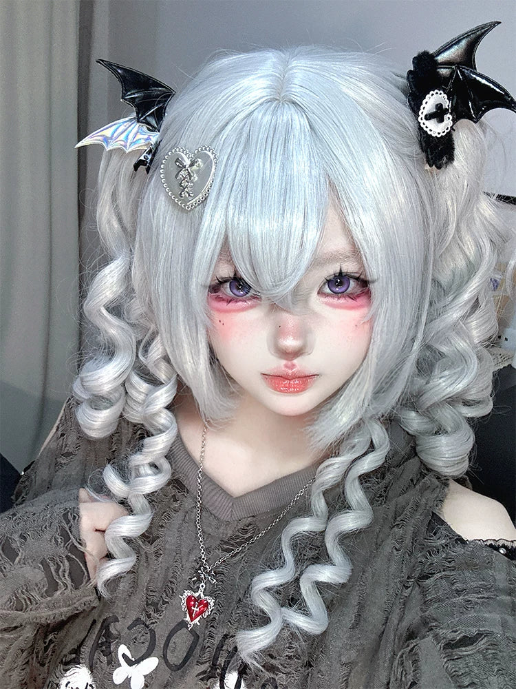 Gothic Lolita Short Wig, Detachable Curl Ponytails 44627:816248