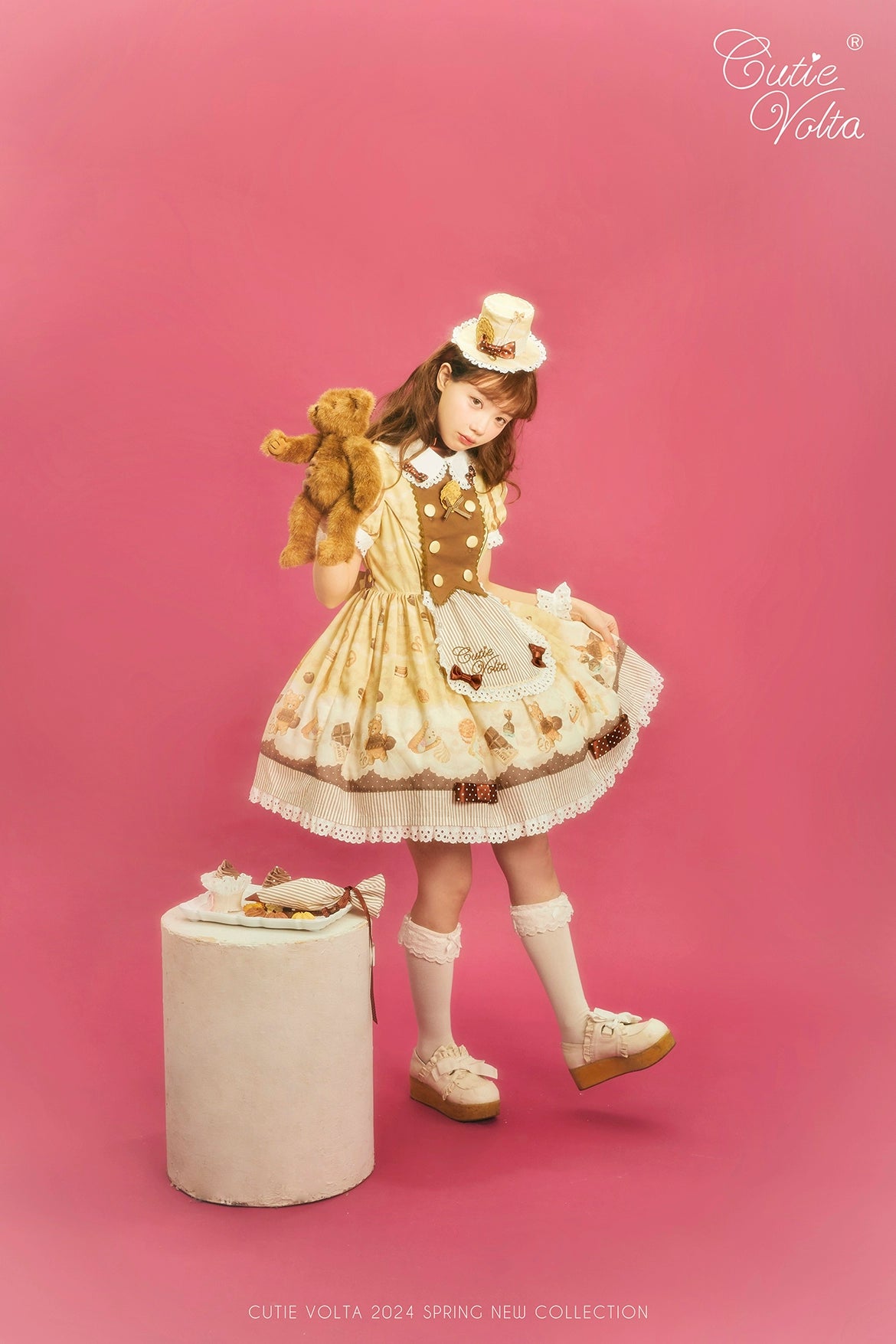 CutieVolta - Blissful Confectionery - Sweet Lolita OP Dress Bear Print JSK