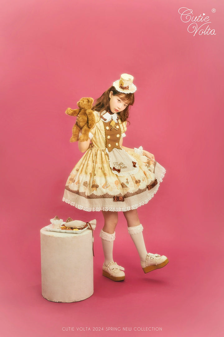 CutieVolta~Blissful Confectionery~Sweet Lolita OP Dress Bear Print JSK   