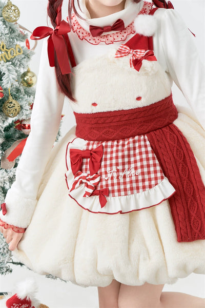 To Alice~Snowball~Christmas Lolita JSK Dress Red Cute Dress   