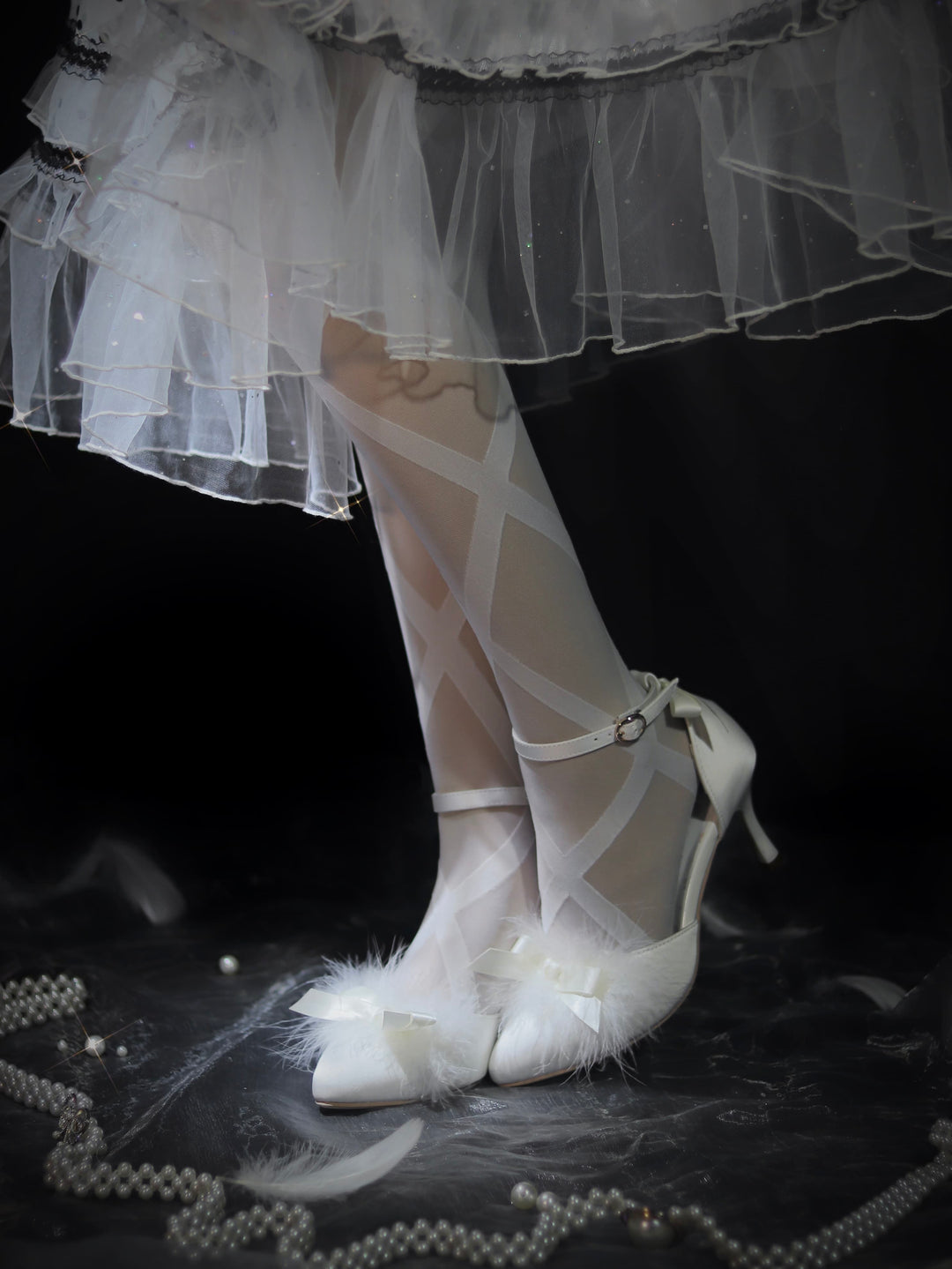 Pure Tea For Dream~Swan Lake~Sweet Lolita Shoes Satin Lolita Hight Heels