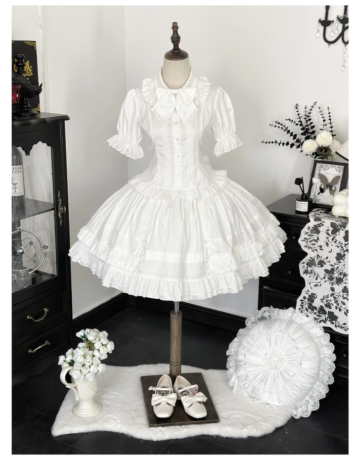 AerialCat~Praying Snowfall~Old School Lolita Skirt Suit Cape Princess Sleeve Shirt   