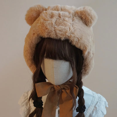 (BFM)Besozealous~Winter Lolita Hat Bear Ears Hooded Hat M (56-58cm) Golden Brown Bear Ears Hat 