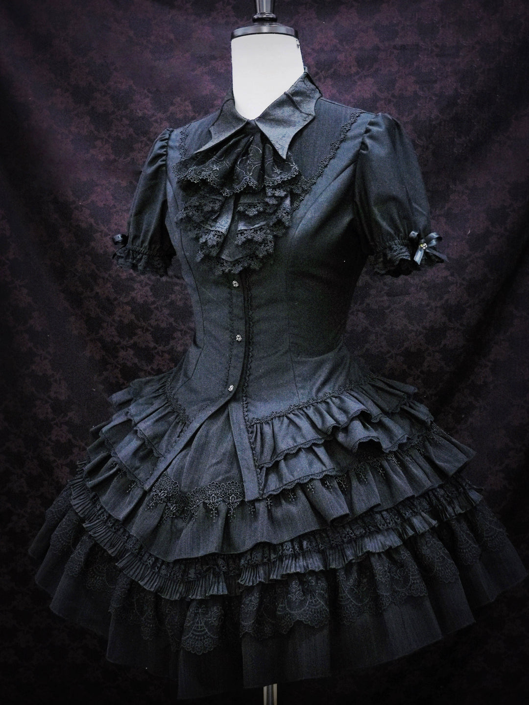 (BFM)Lilizi~Crumbled Gift~Gothic Lolita Shirt Short Sleeve Blouse Neckerchief Brooch   